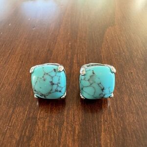 Chloe & Isabel post earrings, teal and silver
